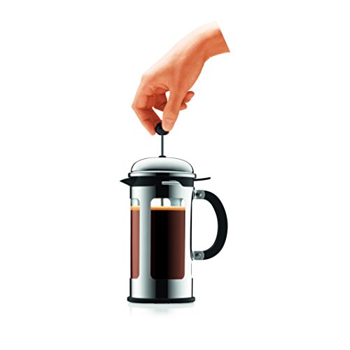 Bodum Chambord 4 Cup French Press Coffee Maker with Locking Lid Stainless Steel, 17-Ounce