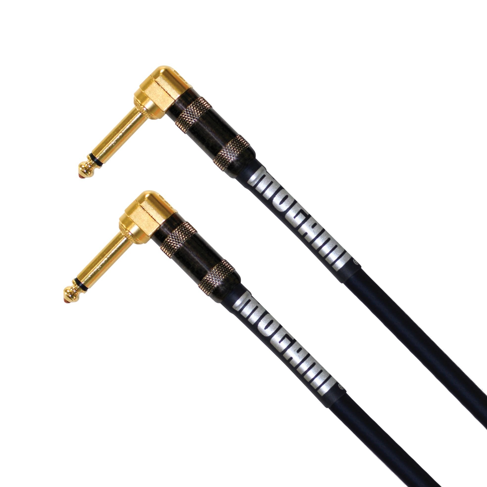 Mogami PLATINUM GUITAR-01RR Pedal Effects Instrument Cable, 1/4" TS Male Plugs, Gold Contacts, Right Angle Connectors, 11 Inch