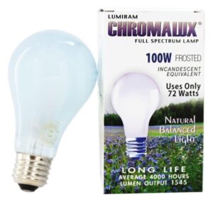 chromalux h&pc-67531, 1 count (pack of 1), light bulb frosted full spectrum (100 watt)