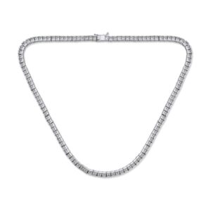 Bling Jewelry Classic Traditional Bridal Cubic Zirconia AAA CZ Square Princess Cut Channel Set Tennis Necklace Collar for Women Wedding Prom Silver Plated