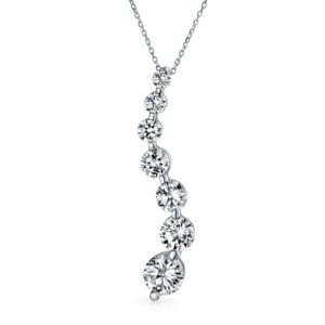 bling jewelry classic bridal brilliant cut solitaire round cubic zirconia aaa cz love is a journey pendant necklace for women wedding .925 sterling silver