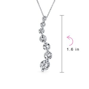 Bling Jewelry Classic Bridal Brilliant Cut Solitaire Round Cubic Zirconia AAA CZ Love Is A Journey Pendant Necklace For Women Wedding .925 Sterling Silver