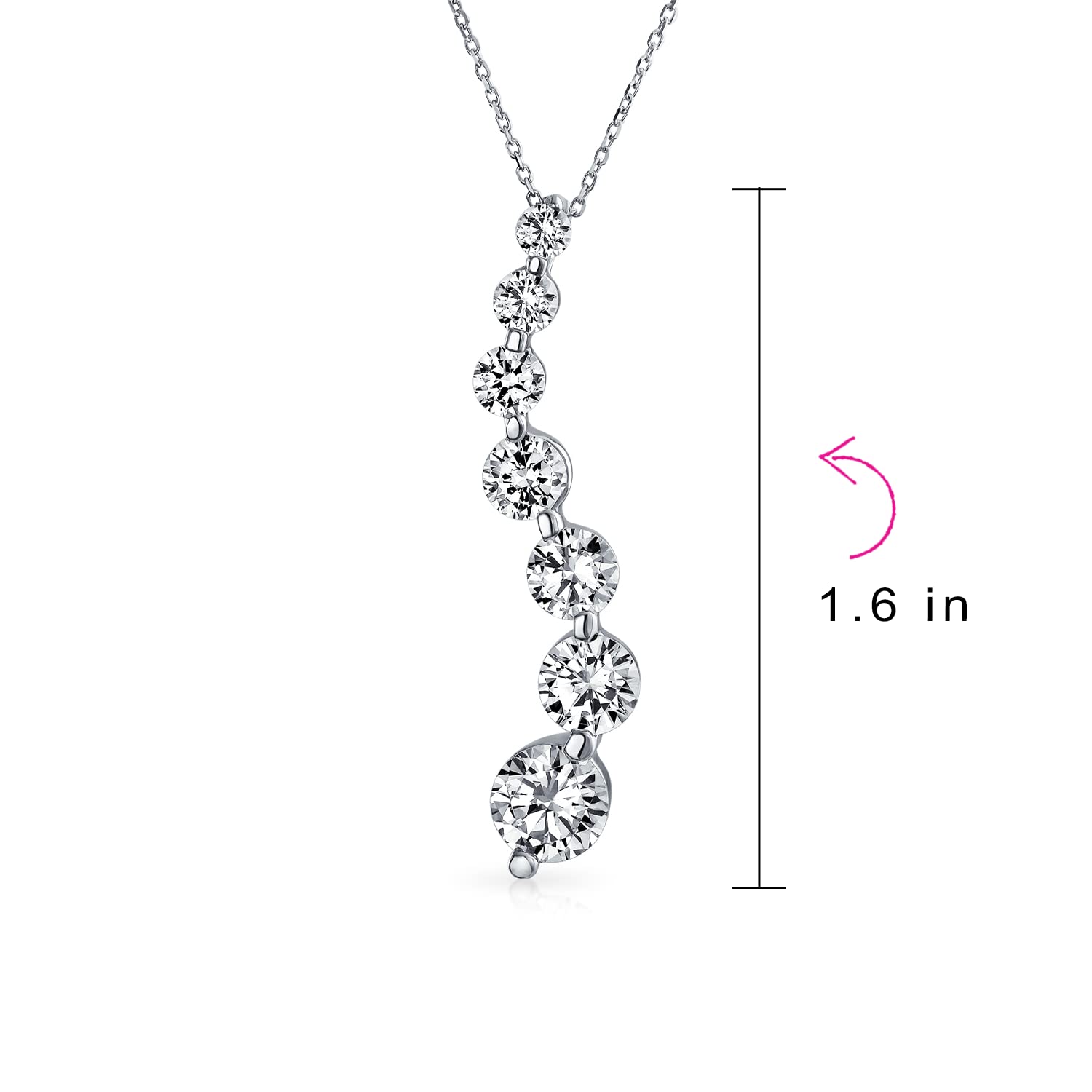 Bling Jewelry Classic Bridal Brilliant Cut Solitaire Round Cubic Zirconia AAA CZ Love Is A Journey Pendant Necklace For Women Wedding .925 Sterling Silver