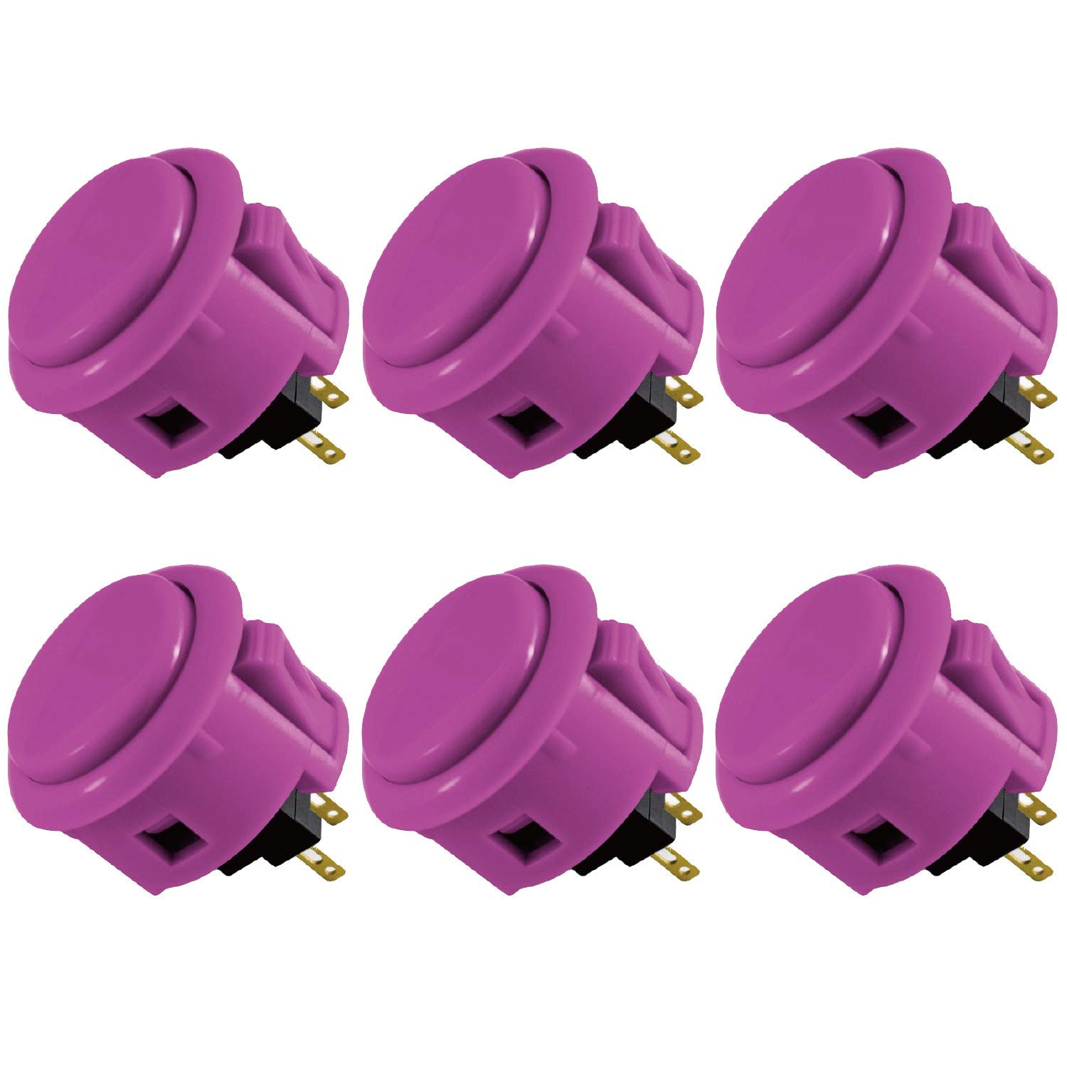 Sanwa 6 pcs OBSF-30 Original Push Button 30mm - for Arcade Jamma Video Game & Arcade Joystick Games Console (Purple) S@NWA