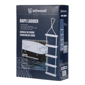 Attwood 11865-4 Rope Ladder, 5-Step, 11 ¾-Inch-Wide Blow-Molded Steps, Textured Step Surfaces, Nylon Rope