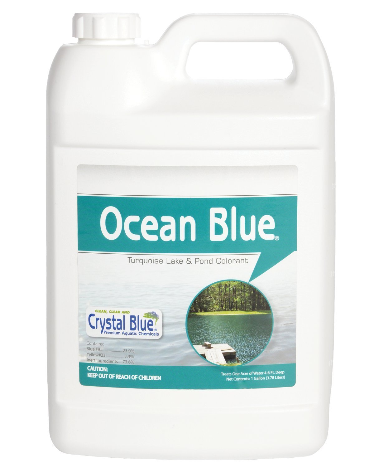 Crystal Blue Ocean Blue Pond Dye - 1 Gallon - Aqua Blue Color Treats up to 1 Acre - Clean, Clear & Aqua Blue Water - Environmentally Friendly Pond Dye