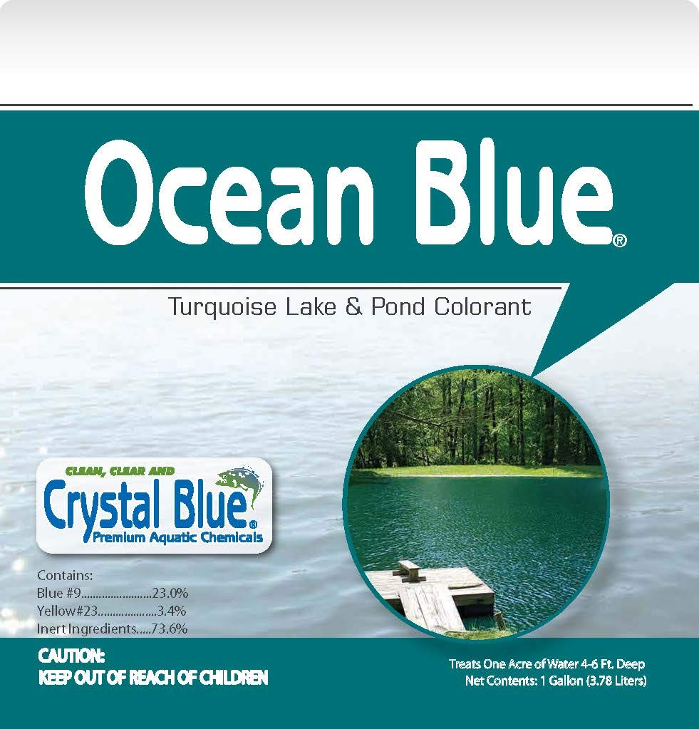 Crystal Blue Ocean Blue Pond Dye - 1 Gallon - Aqua Blue Color Treats up to 1 Acre - Clean, Clear & Aqua Blue Water - Environmentally Friendly Pond Dye