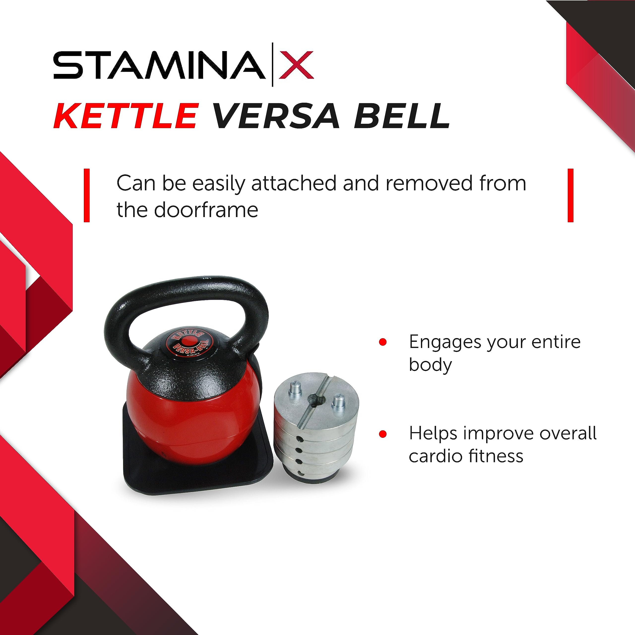 Stamina X Kettle Versa-Bell - 36 lbs Strength Training Kettlebell - Adjustable Kettlebell Weights with Smart Workout App - Kettlebell Weights for Home Workout