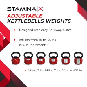 Stamina X Kettle Versa-Bell - 36 lbs Strength Training Kettlebell - Adjustable Kettlebell Weights with Smart Workout App - Kettlebell Weights for Home Workout