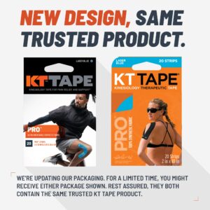 KT Tape, Pro Synthetic Kinesiology Athletic Tape, 20 Count, 10” Precut Strips, Hero Pink