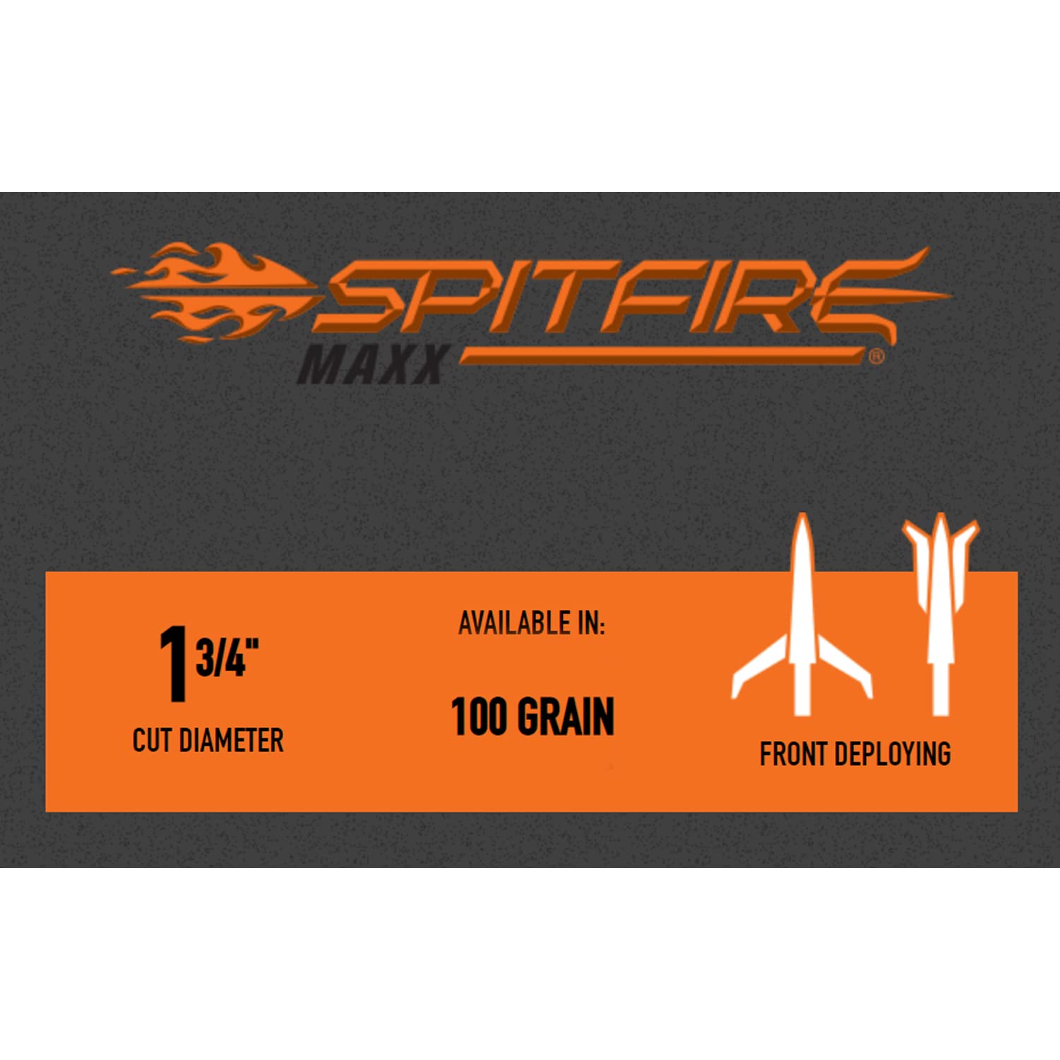 New Archery Products Spitfire Maxx 100 Grain 1.75" Cutting Diameter 3-Blade Durable Precise Front-Deploying Broadhead for Crossbow - 3 Pack