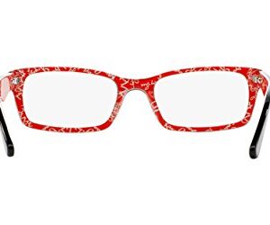 Ray-Ban RX5206 Rectangular Prescription Eyeglass Frames, Black On Texture Red/Demo Lens, 54 mm