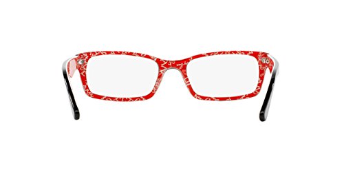 Ray-Ban RX5206 Rectangular Prescription Eyeglass Frames, Black On Texture Red/Demo Lens, 54 mm