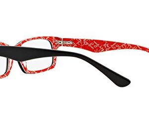 Ray-Ban RX5206 Rectangular Prescription Eyeglass Frames, Black On Texture Red/Demo Lens, 54 mm