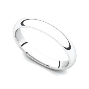 Juno Jewelry Platinum 3mm Classic Plain Comfort Fit Wedding Band Ring, 10