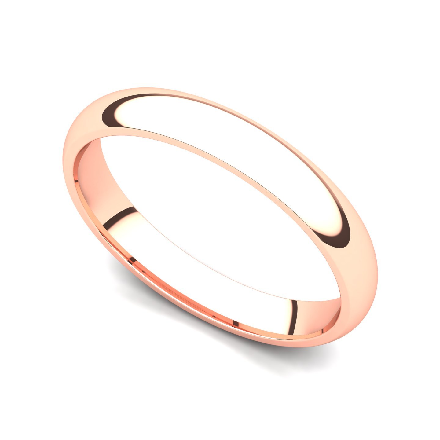 Juno Jewelry 18k Rose Gold 3mm Classic Plain Comfort Fit Wedding Band Ring, 9