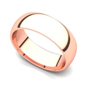 Juno Jewelry 14k Rose Gold 6mm Classic Plain Comfort Fit Wedding Band Ring, 11.5