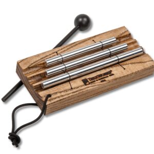 TreeWorks Chimes Energy Chime with Mallet for Meditation, Sound Healing or Yoga, 3 Notes –– Made in U.S.A. –– Long Resonance with Brilliant Tone, Solid Tennessee Hardwood Mantle (TRE420)