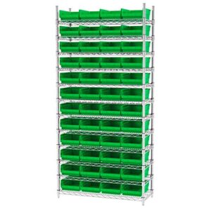 Akro-Mils 30150 Plastic Organizer and Storage Bins for Refrigerator, Kitchen, Cabinet, or Pantry Organization, 12-Inch x 8-Inch x 4-Inch, Green, 12-Pack