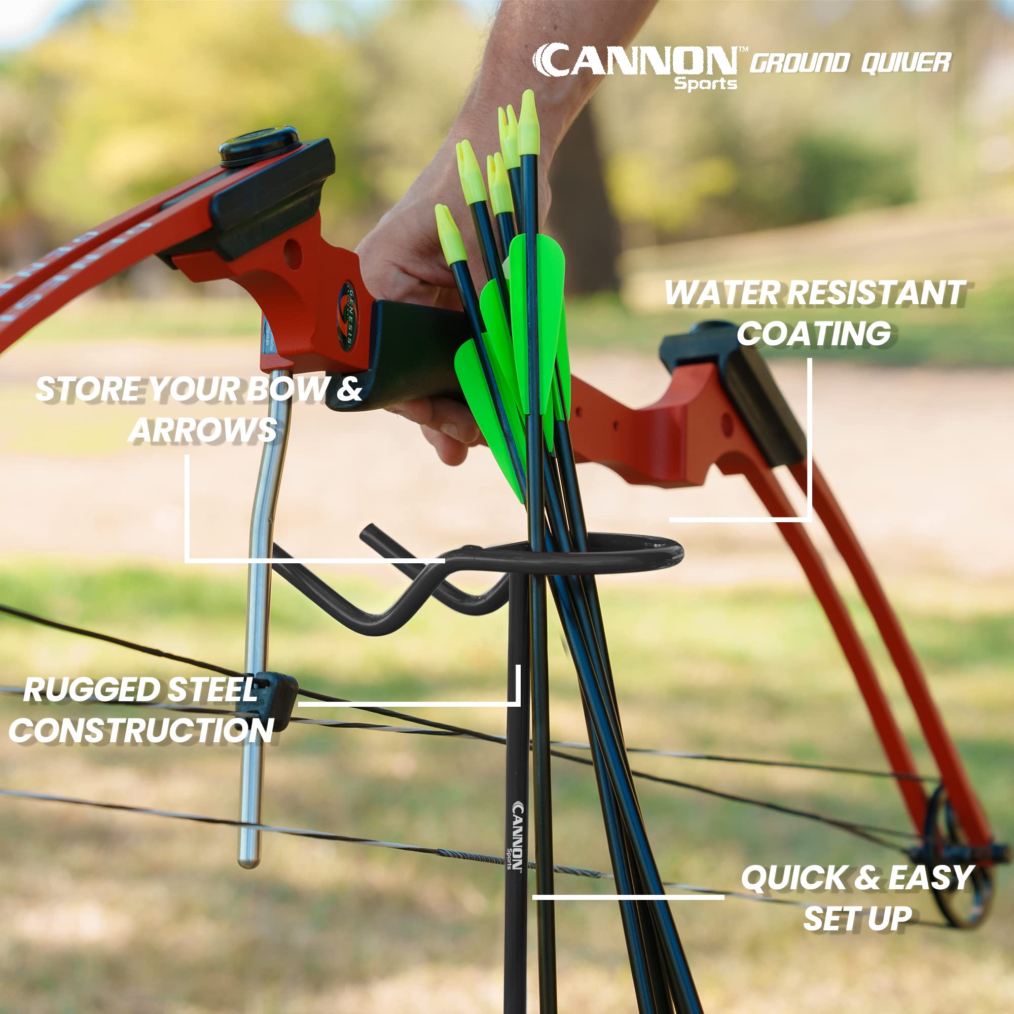 Cannon Sports Black Archery Ground Quiver Holds Bow and Arrows