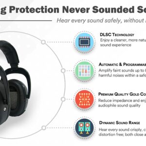 Pro Ears - Pro Tac SC Gold - Military Grade Hearing Protection and Amplification - NRR 25 - Ear Muffs - Lithium 123a Batteries - Black, (GSPTSTLLBLACK)