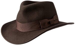 indiana jones men's crushable wool felt fedora hat, brown, x-large