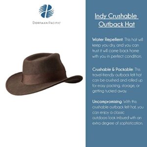 Indiana Jones Men's Crushable Wool Felt Fedora Hat, Brown, X-Large