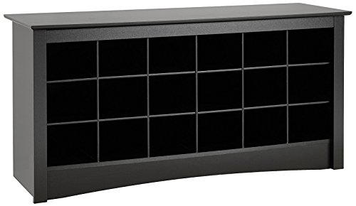 Prepac Shoe Storage Cubbie Bench, 16"D x 48"W x 24"H, Black