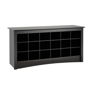 Prepac Shoe Storage Cubbie Bench, 16"D x 48"W x 24"H, Black