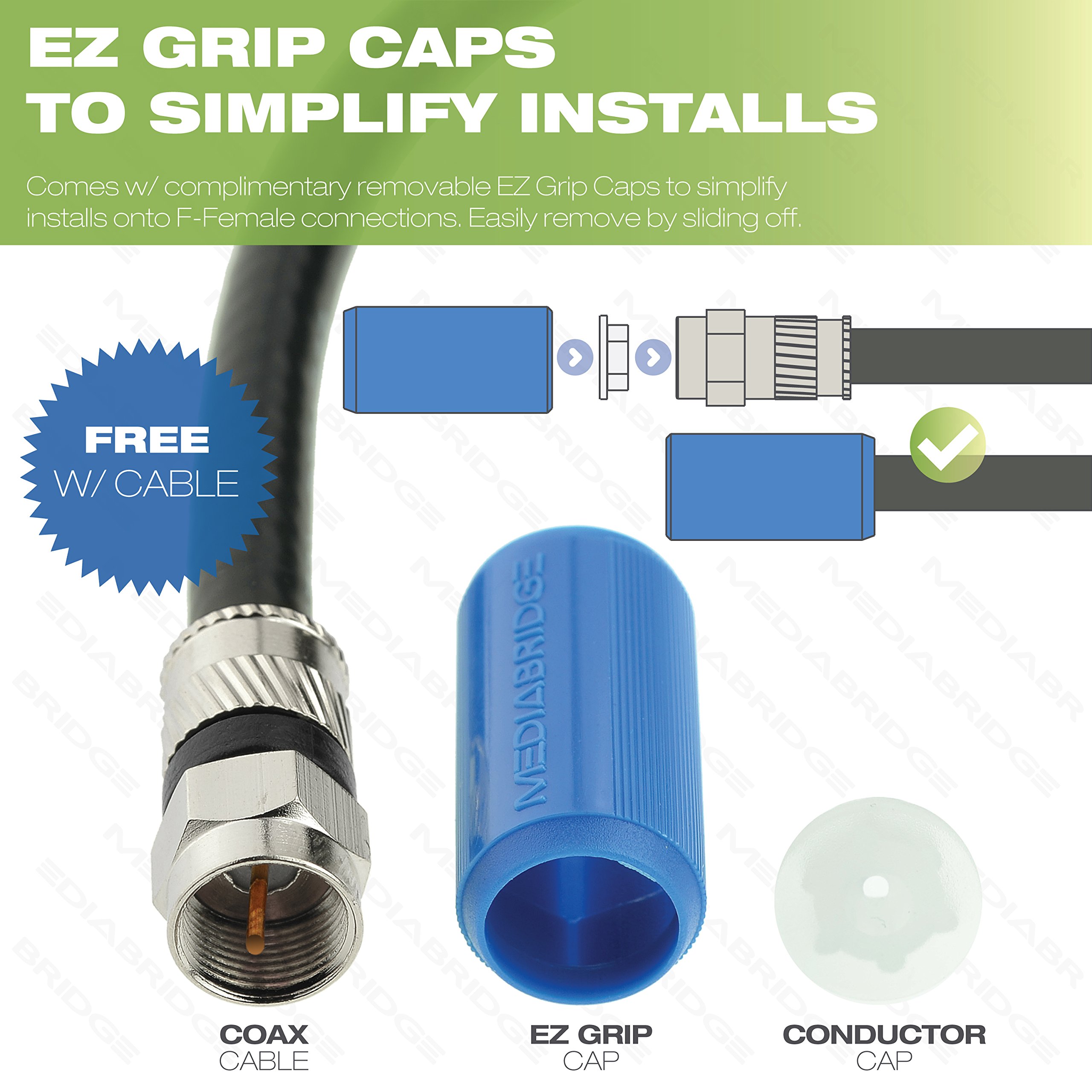 Mediabridge Coaxial Patch Cable (50 ft) Triple-Shielded, in-Wall Rated RG6 Cable with Compression Connectors