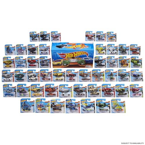 Hot Wheels Toy Trucks & Cars, 50-Pack, Set of 50 1:64 Scale Individually Packaged Vehicles, Instant Collection (Styles May Vary) (Amazon Exclusive)