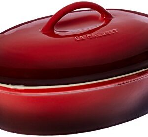 Le Creuset Stoneware Heritage Covered Oval Casserole, 4 qt. (14"), Cerise