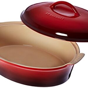 Le Creuset Stoneware Heritage Covered Oval Casserole, 4 qt. (14"), Cerise