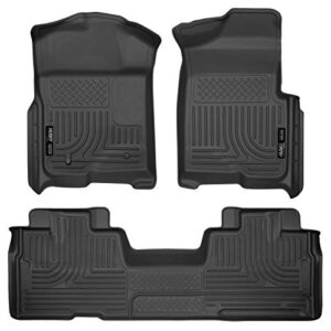 husky liners weatherbeater floor mats | fits 2009 - 2014 ford f-150 supercab without manual shifter (footwell coverage) | front & 2nd row, 3-pc black - 98341