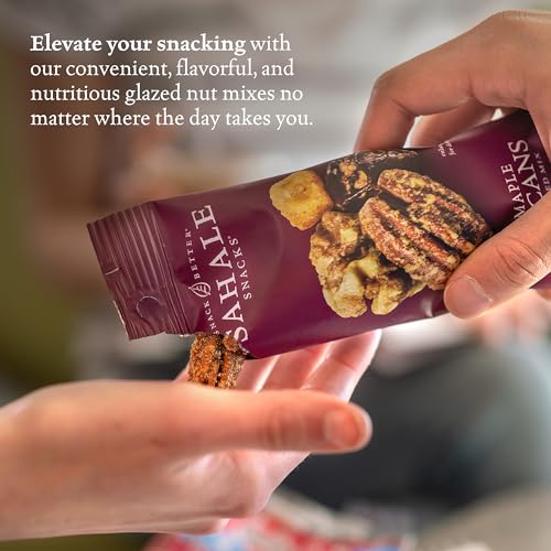 Sahale Snacks Maple Pecans Glazed Mix, 1.5 Oz Grab & Go Bags (18 Packs) Dry-Roasted, Deluxe Mixed Nuts with Cherries, Apples, Maple, and Cinnamon - Non-GMO, Kosher, and Certified Gluten-Free Snacks