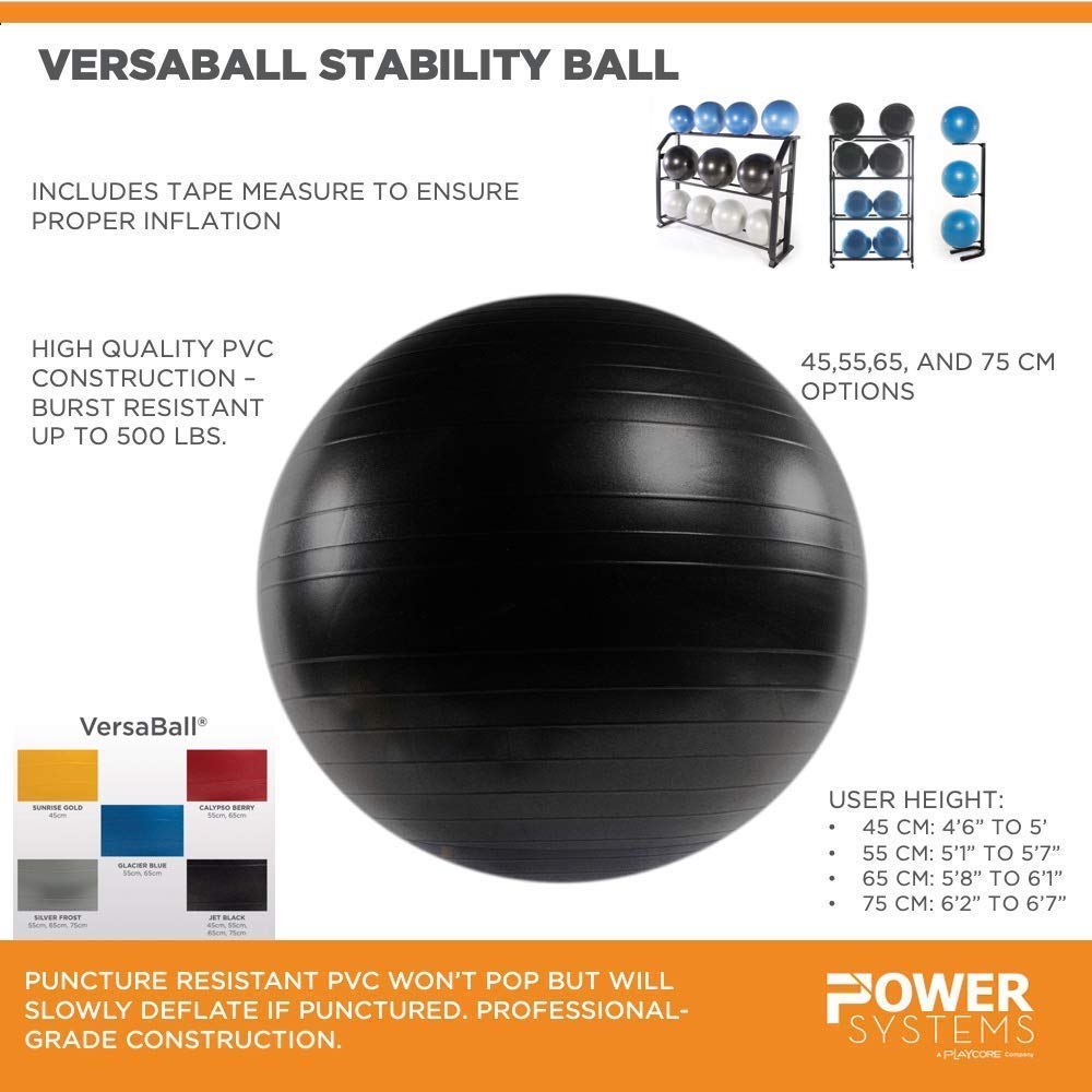 Power Systems VersaBall Stability Ball, 55cm, Silver Frost (80017)