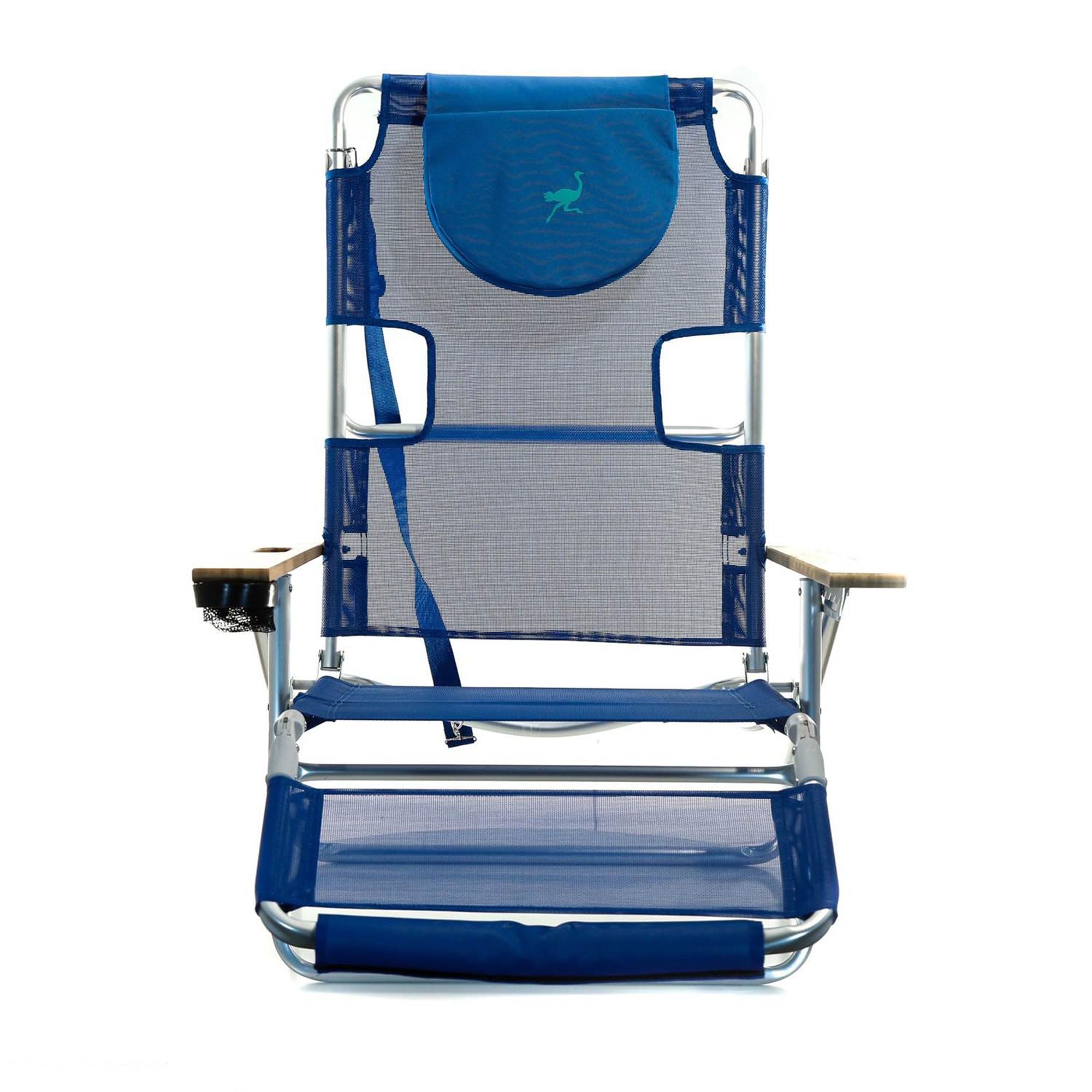 Ostrich 3N1 Lightweight Lawn Beach Reclining Lounge Chair with Footrest, Outdoor Furniture for Patio, Balcony, Backyard, or Porch, Blue