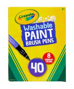 crayola no-drip paint brush pens, assorted colors set, 40 count, creative gift for kids and teens