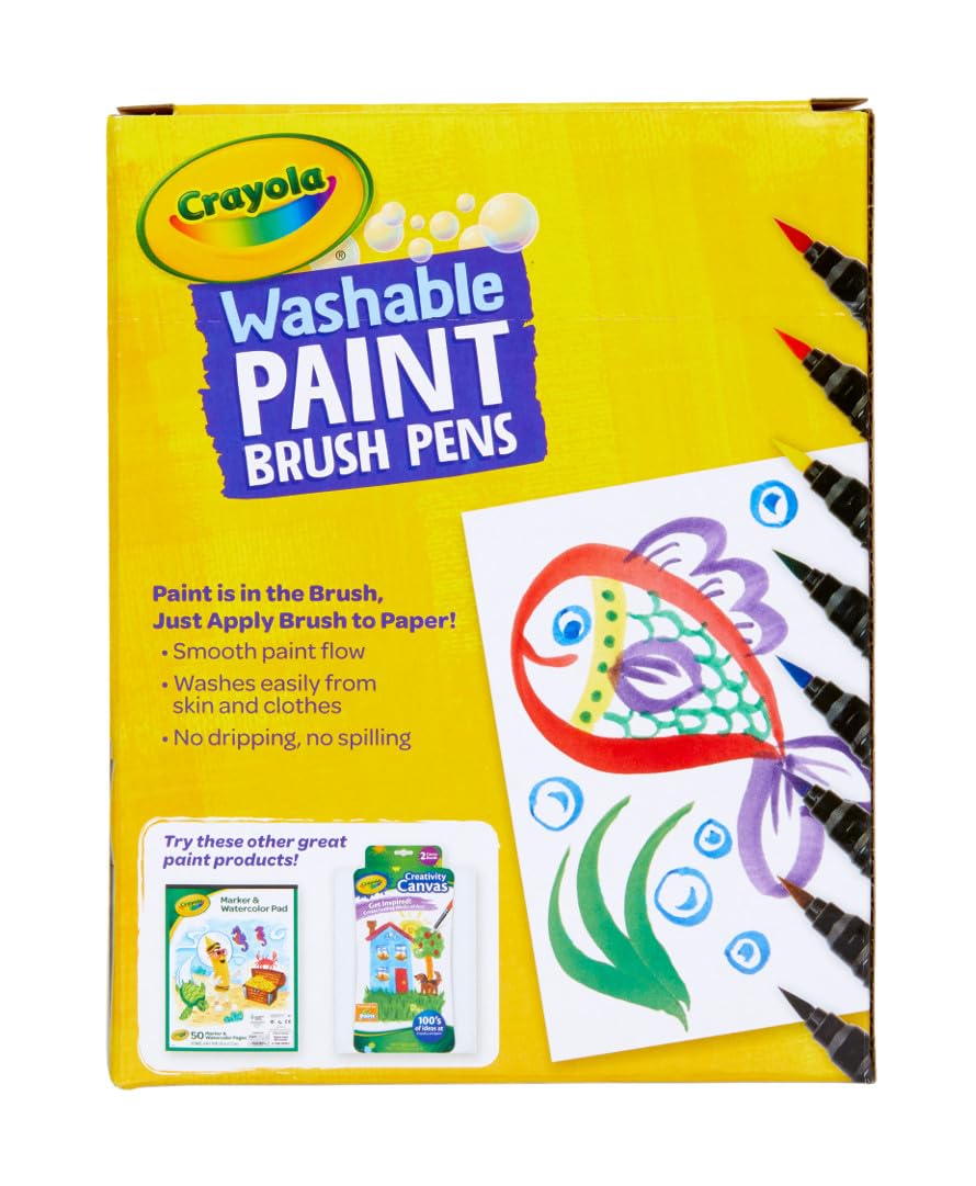 Crayola No-Drip Paint Brush Pens, Assorted Colors Set, 40 Count, Creative Gift for Kids and Teens