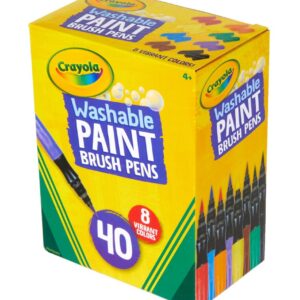 Crayola No-Drip Paint Brush Pens, Assorted Colors Set, 40 Count, Creative Gift for Kids and Teens