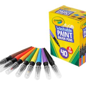 Crayola No-Drip Paint Brush Pens, Assorted Colors Set, 40 Count, Creative Gift for Kids and Teens