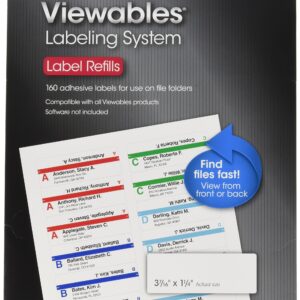 Smead 64915 Viewables Color Labeling System Label Pack Refill 3 1/2 Inch White 160/Pack