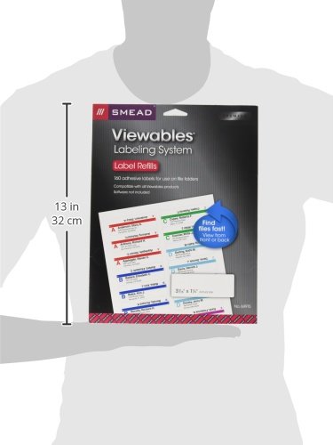 Smead 64915 Viewables Color Labeling System Label Pack Refill 3 1/2 Inch White 160/Pack