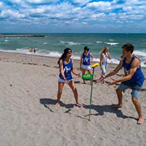 Bottle Bash Outdoor Flying Disc Game Set – Disc Toss Game for Family, Adult & Kids, Backyard and Beach Game - Frisbee Target Lawn Game with Poles & Bottles (Beersbee & Polish Horseshoes)