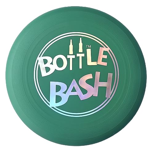 Bottle Bash Outdoor Flying Disc Game Set – Disc Toss Game for Family, Adult & Kids, Backyard and Beach Game - Frisbee Target Lawn Game with Poles & Bottles (Beersbee & Polish Horseshoes)