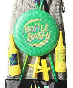 Bottle Bash Outdoor Flying Disc Game Set – Disc Toss Game for Family, Adult & Kids, Backyard and Beach Game - Frisbee Target Lawn Game with Poles & Bottles (Beersbee & Polish Horseshoes)