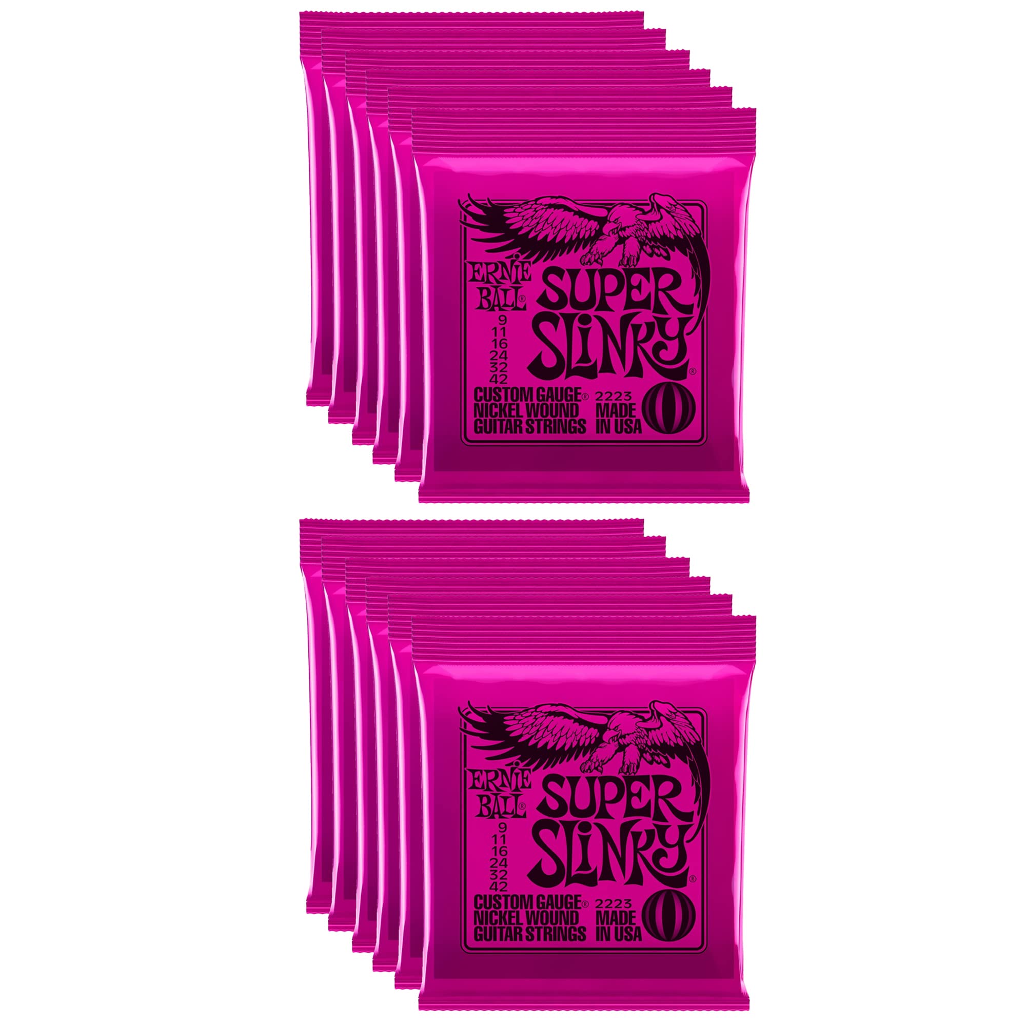 Ernie Ball 2223 Super Slinky 9-42 (12 Pack Bundle)