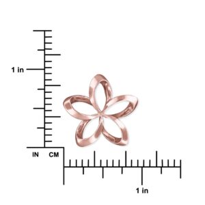 Sterling Silver with Rose Gold Tone Overlay 24mm Open Plumeria Pendant Necklace, 16+2" Extender