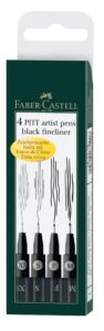 faber-castell pitt artist pen 167115 india ink pens pack of 4 m f s xs black