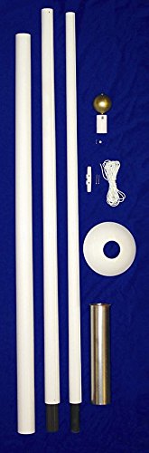 Annin Flagmakers American Flag White Gel-Coat Fiberglass Pole, Villager III Kit, 20 Feet (Model 395)